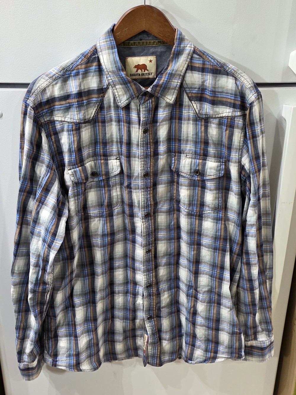 Dakota Grizzly Men's Blue & Brown Plaid Button-Down Shirt
